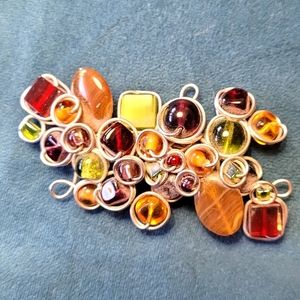 2/$12 Handmade wire wrapped beaded brooch